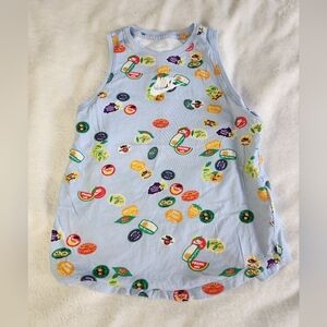 Nike Big Girls Size Medium Fruity Print Sole Food Tank Top Light Blue 10/12 Tee